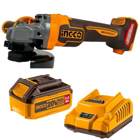Ingco – Brushless Cordless Angle Grinder with 5.0Ah Battery and Charger