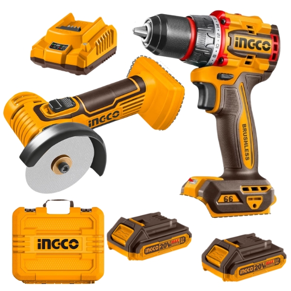 Ingco – Compact Brushless Cordless Drill and Mini Cut-Off Tool Combo Kit