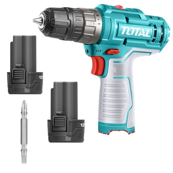 Total Tools Cordless Drill 12V (20Nm) with 2 x 1.5Ah Batteries – Type C