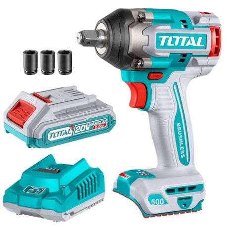 Total Tools- Cordless Impact Wrench (500N.m) with 2.0Ah Battery & Charger