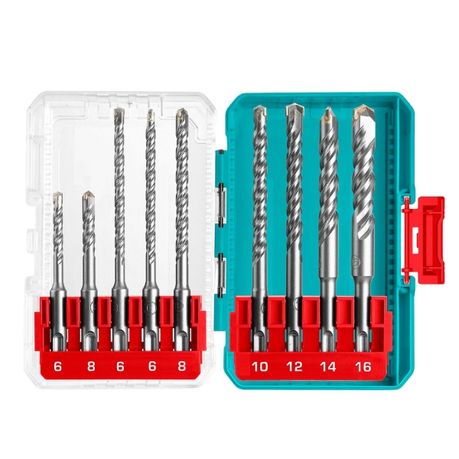 Total Tools – Hammer Drill Bits SDS Plus Set -9 Pieces