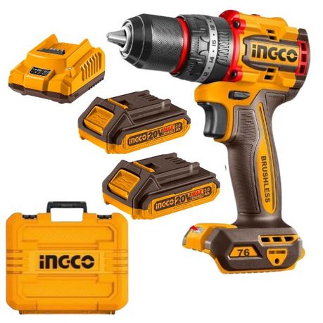 Ingco – Brushless Cordless Impact Drill with 2 x 2Ah Batteries and Charger