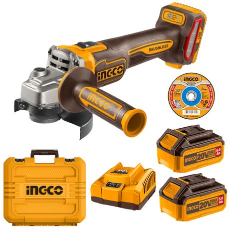 Ingco – Brushless Grinder (1200W) – 115mm with 2x 5Ah Battery and Charger