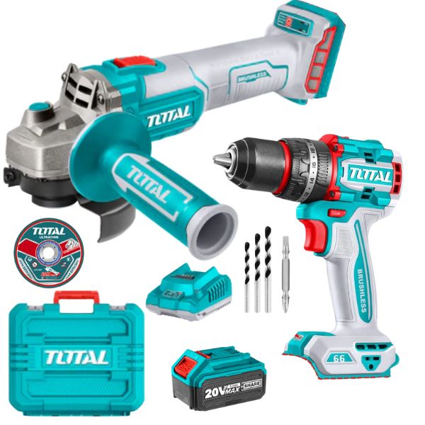 Total Tools – Cordless Angle Grinder 20V & Brushless Cordless Impact Drill