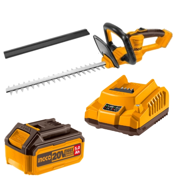 Ingco – Cordless Hedge Trimmer with 5.0Ah Battery and Charger