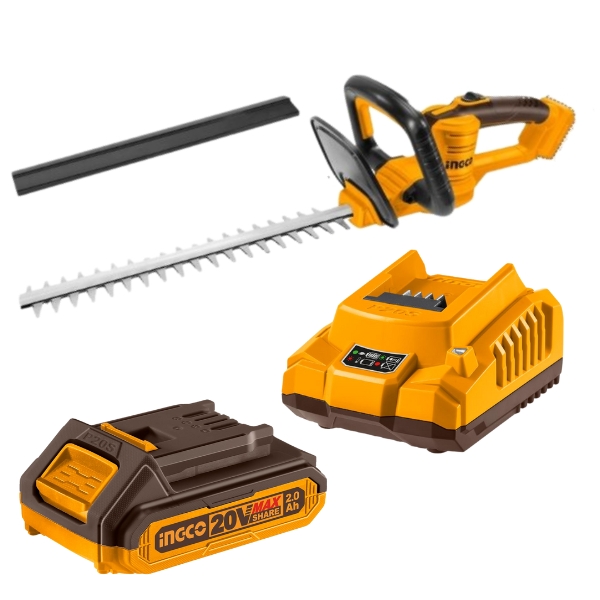 Ingco – Cordless Hedge Trimmer with 2.0Ah Battery and Charger