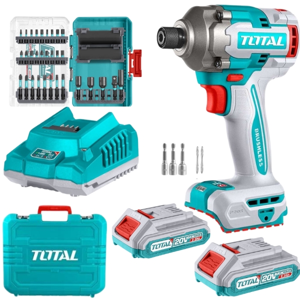 Total Tools – Cordless Impact Driver Kit with 33 Pce Bits & Socket Set
