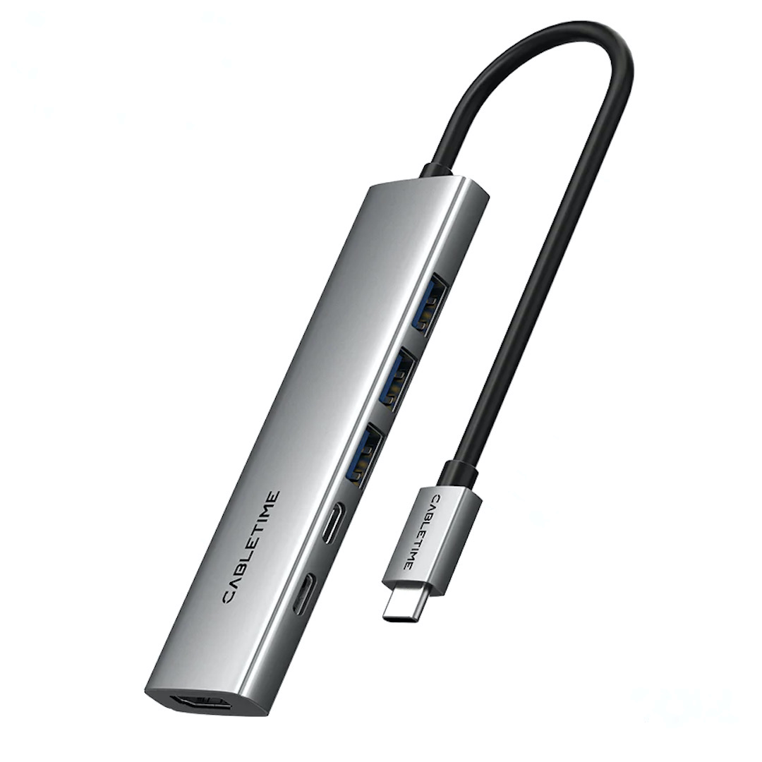 CABLETIME 6 IN 1 USB C Hub with HDMI and 100W Power Delivery
