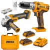 Ingco – Cordless Impact Drill & Angle Grinder inc 2x2Ah Batteries & Charger Ingco – Cordless Impact Drill & Angle Grinder inc 2x2Ah Batteries & Charger