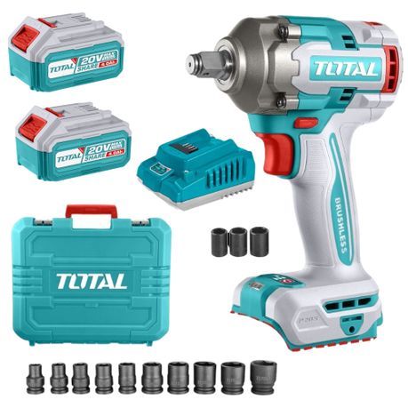Total Tools – Cordless Impact Wrench – 850Nm Kit with Socket Set – 10 Piece
