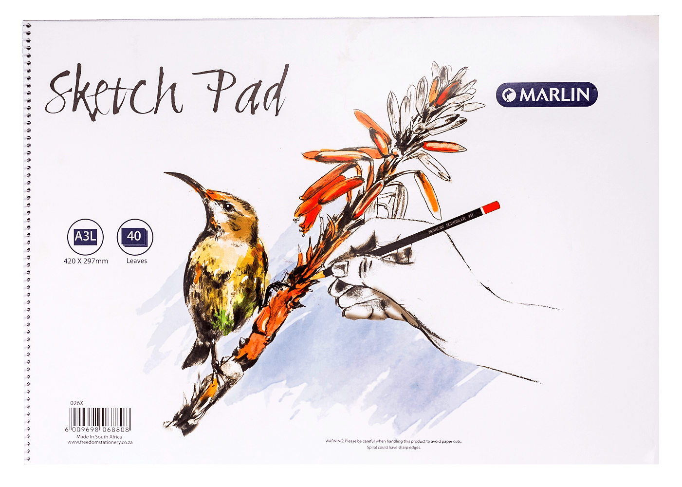 Marlin A3L 40 Leaves Sketch Pad Side Spiral (5 Pack)
