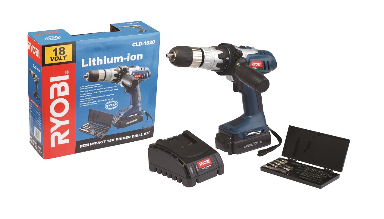 Ryobi – Lithium-Ion Cordless Driver Drill With Impact – 18V