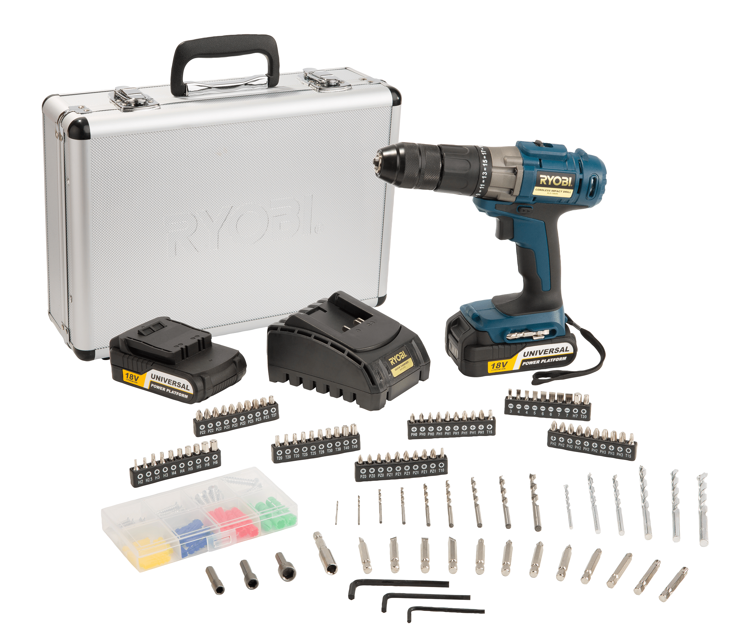 Ryobi 18V Impact Drill Driver Kit incl batteries & charger
