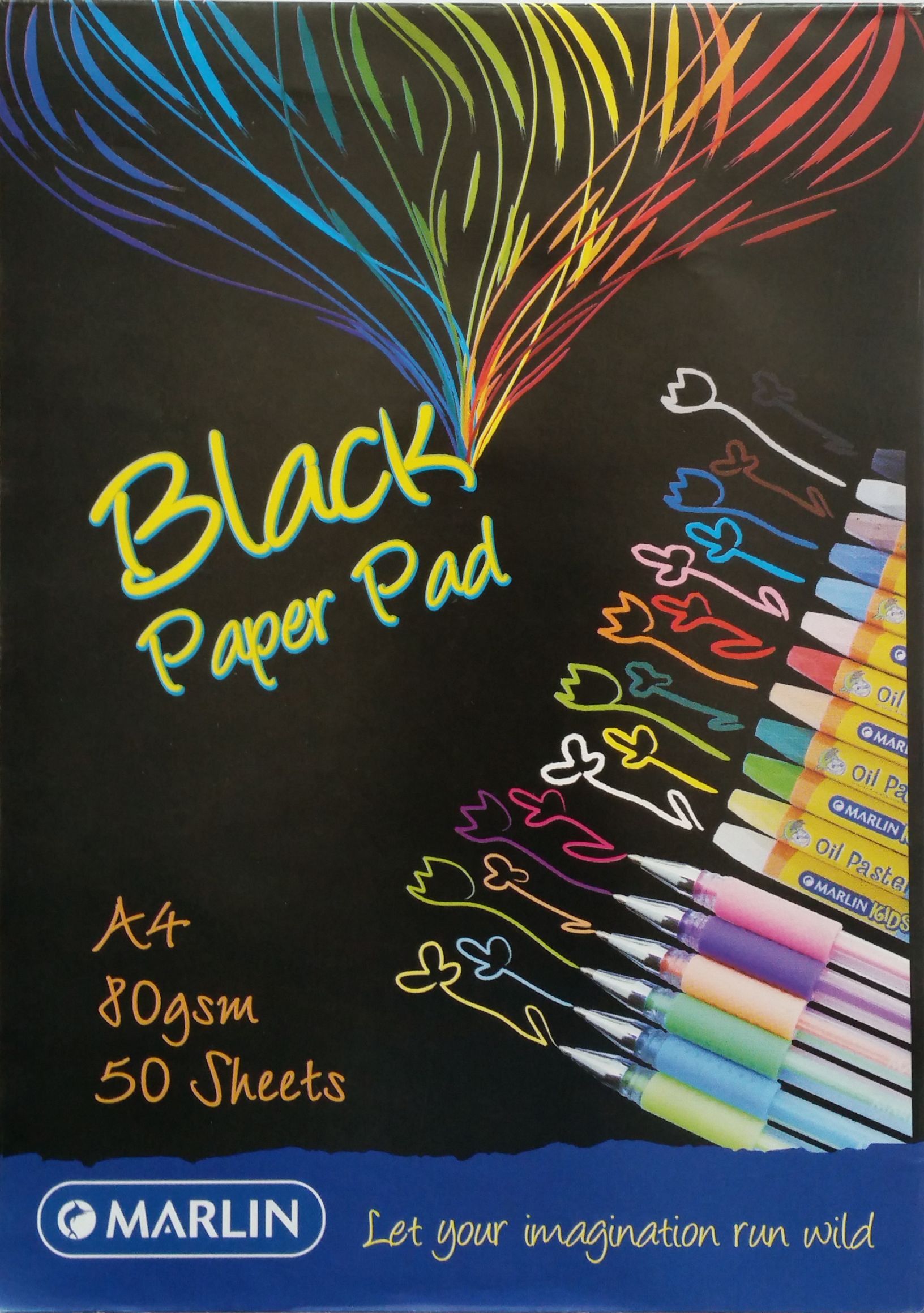 Marlin A4 Black Paper Pad 50 Sheets