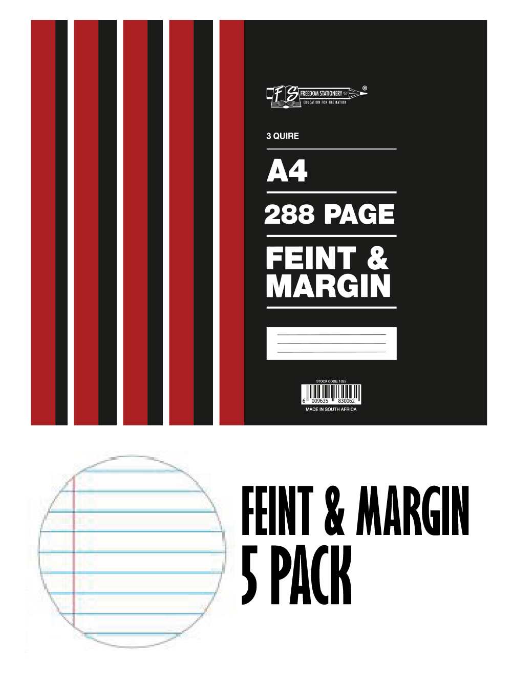 Freedom Stationery – 3-Quire – Counter Book – 288 Page A4 F&M – 2 Pack