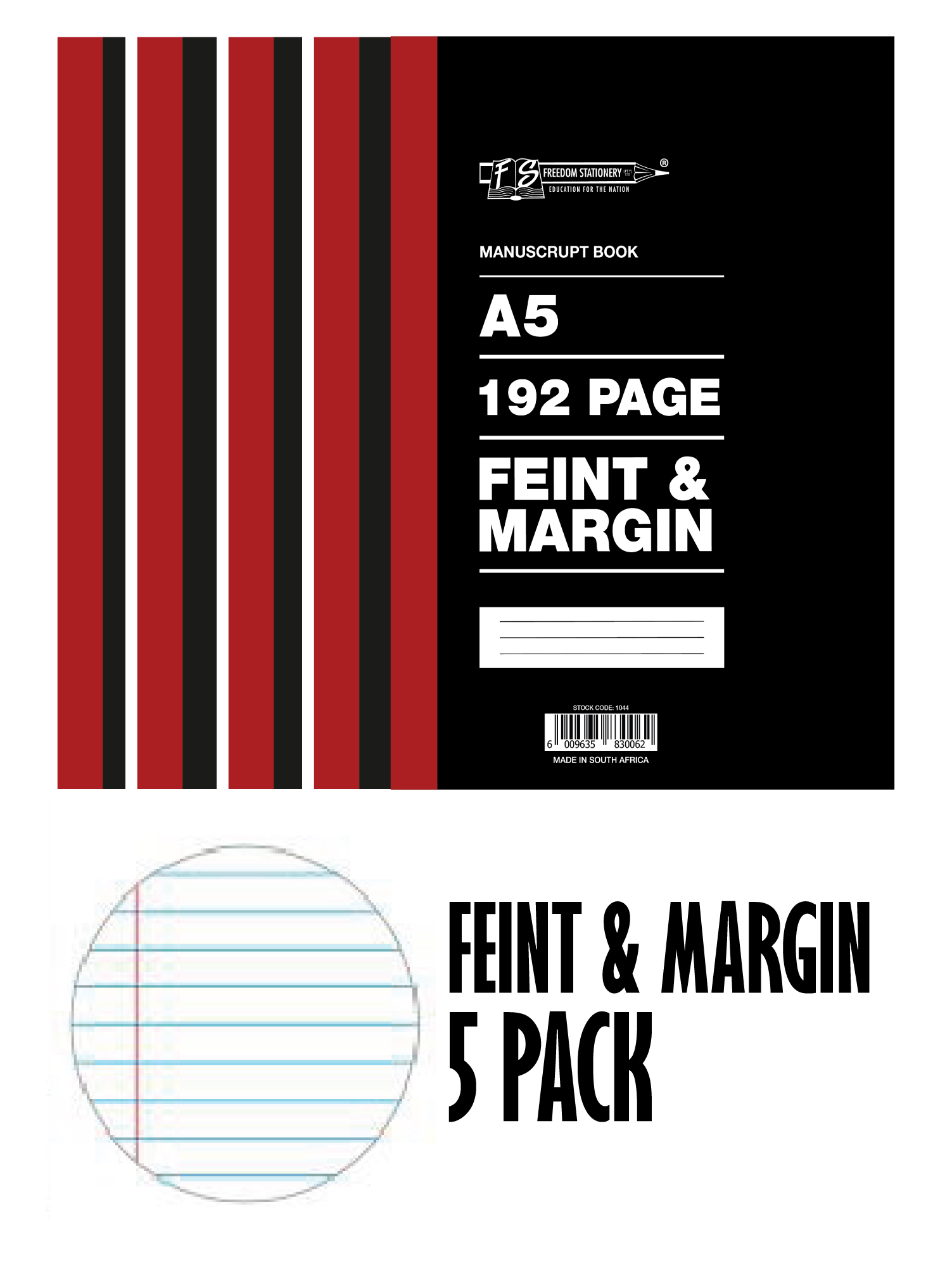 Freedom Stationery 192 Page A5 F&M Manuscript Book (5 Pack)
