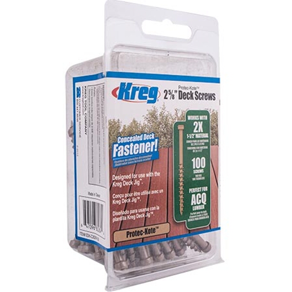 Kreg – Protec-Kote Deck Screws 2 5-8 Inch 8 Coarse Pan Head – 100Ct