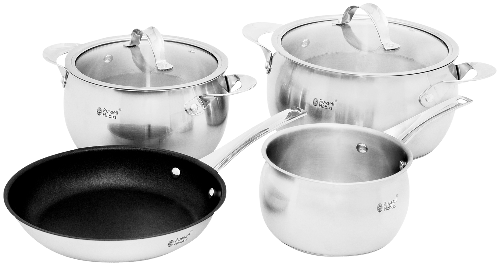 Russell Hobbs Nostalgia 7 Piece Stainless Steel Belly Pot Set