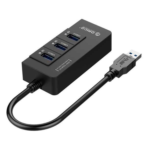 Orico 3 Port USB3.0 Hub With Gigabit Ethernet Adapter – Black