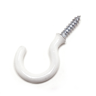 Cup Hook Round Pvc.Coat Wht.20mm 6/Card