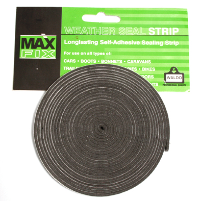 Weatherseal Strip 8mmx10mmx5M Blk.Waldo