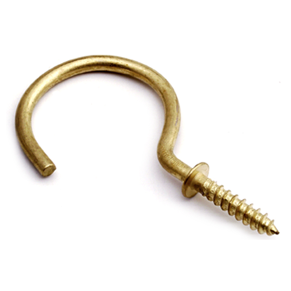 Cup Hook Round Brass Plated 19mm Waldo – 100/Box