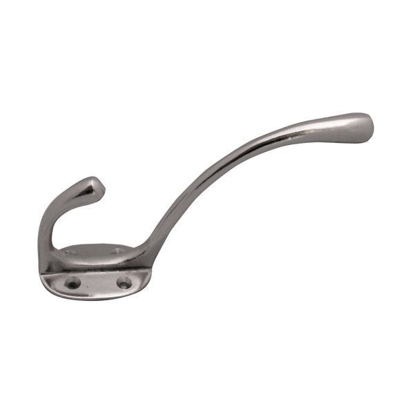 Hat+Coat Hook Satin Chrome Plated -Oval-152mm 4H#307