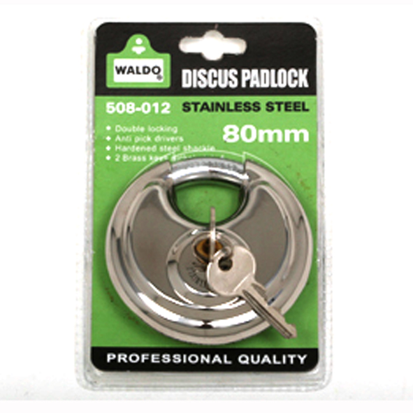 Padlock Discus Waldo 80mm Stainless Steel Blst.