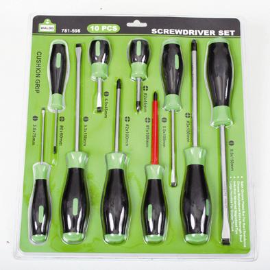 Screwdriver Set 10Pc Waldo Cr-Mo Brass Plated Prof