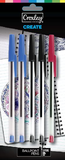 Croxley Create Capped Ballpoint Pens – Assorted Std (Blister of 5)