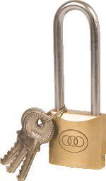 Padlock Tri Brass – 32mm (Long Shackle)