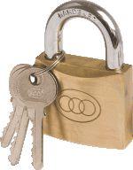 Padlock Tri Brass (Keyed Alike) – 50mm