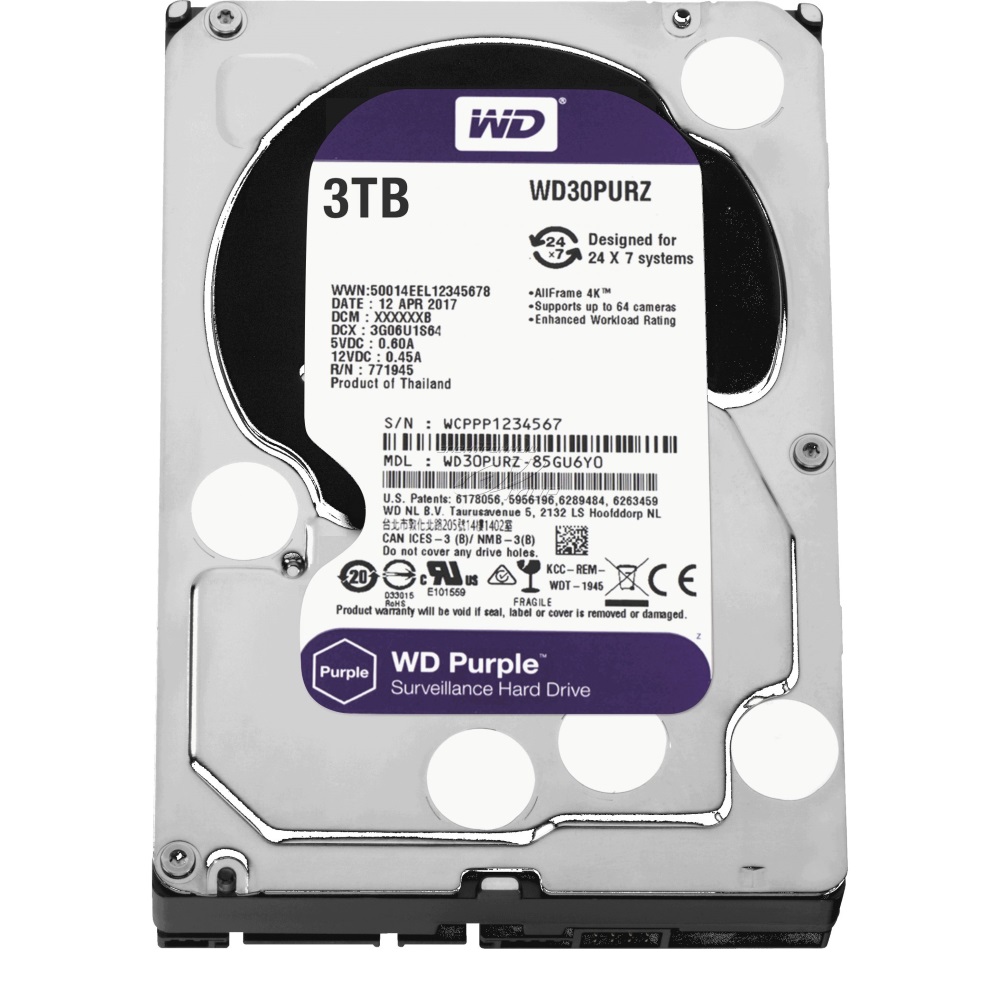 WD Purple 3TB 5400RPM 64MB Cache 3.5″