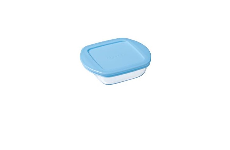 Pyrex – 350ml My First Glass Square Dish With Lid – Baby Blue