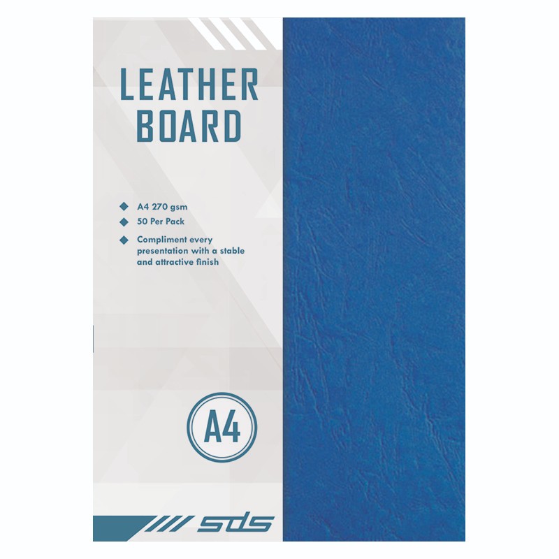 SDS Leather Grain Board  Blue  A4  270gsm – Pack Of  50