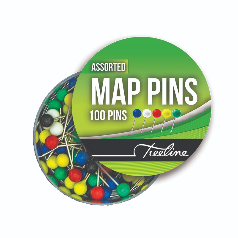 Multi Coloured Map Pins PVC 100’s