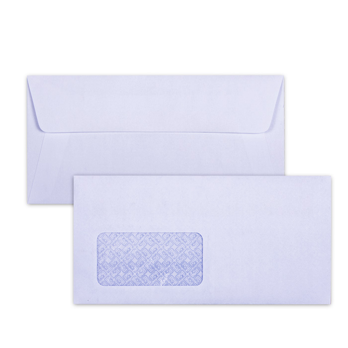 LEO DLB White Window  Gummed Envelopes – Open Long Side – Box of 500