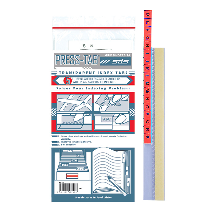 Red Transparent Index Press Tabs – 5 Strips per Pack