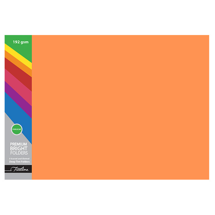 Treeline Premuim Deep Tint Orange Board Folders Foolscap 192gsm – 100s