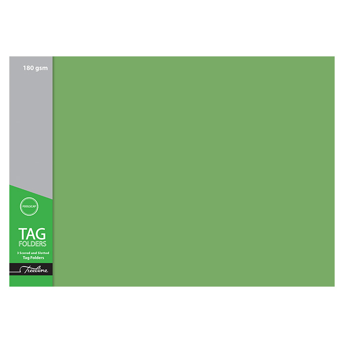 Treeline Tag Manilla Board Folder Green 2 Fold Foolscap 180gsm – Pack  100