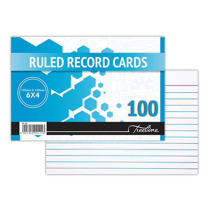 Treeline Ruled Record Cards (6 x 4) Feint – 102 x 152mm