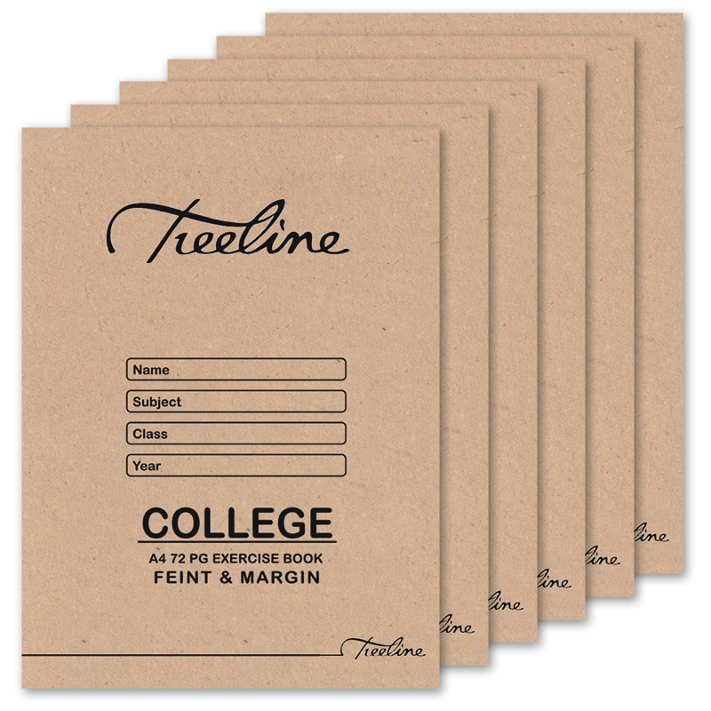 Treeline College Exercise Book A4 72 pg Feint & Margin (Pack of 10)