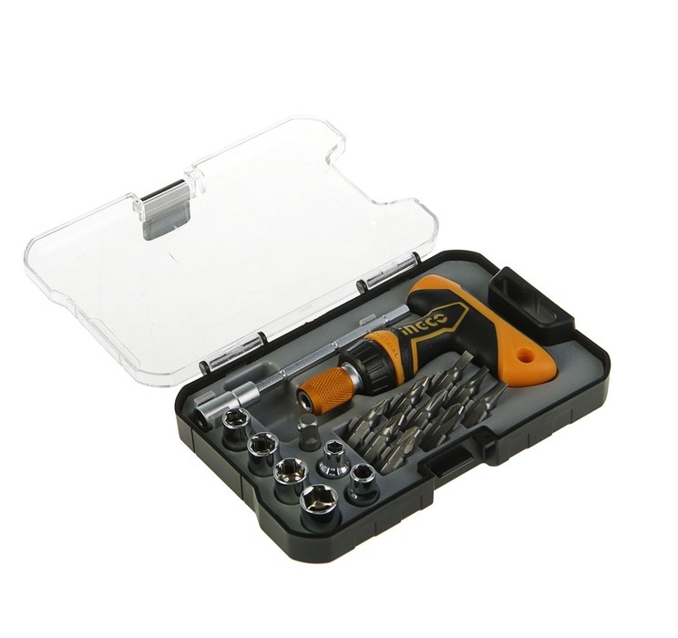 Ingco 18 Piece Interchangeable T-Handle Screwdriver & Socket Set
