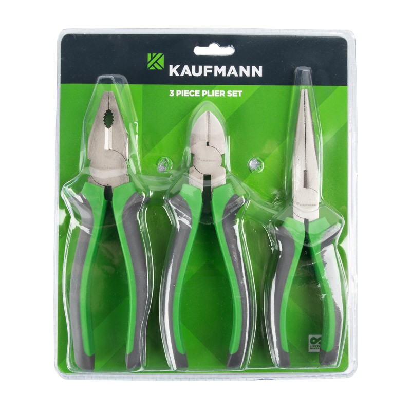 Kaufmann Plier Set – Soft Handle – 3 Piece