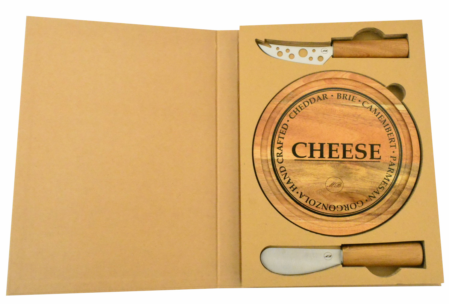 Mabibuch Cheese Board with Stainless Steel Knives – Wooden Handles