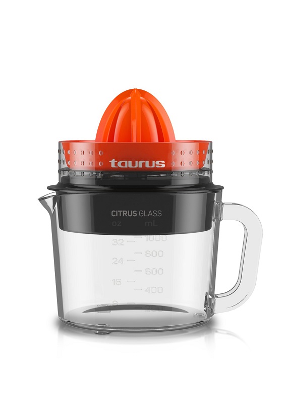 Taurus – 1 Litre 25W Glass Citrus Juicer – Orange