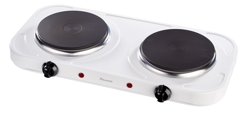 Pineware – 2000W Double Solid Hotplate – White