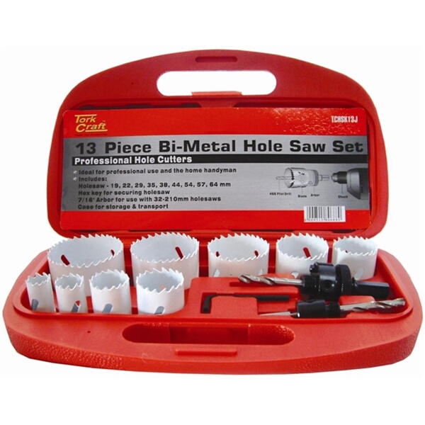 Tork Craft Holesaw Set 19mm – 64mm Bi-metal (13 Piece)