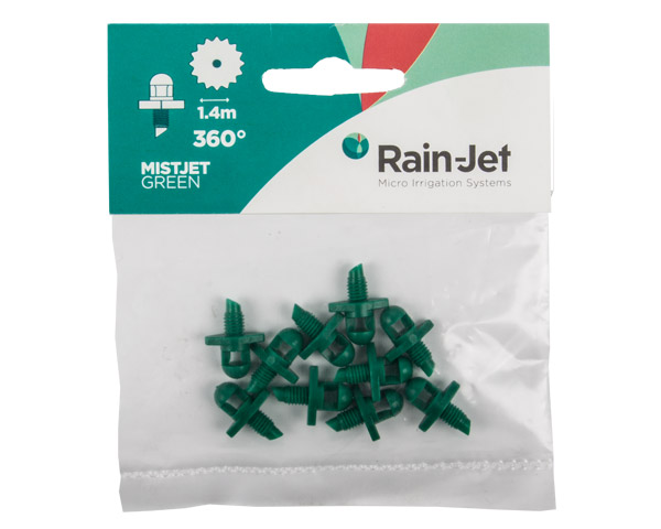 Rainjet – Micro Mister Head – 360 Degree Green – 10 Per Pack – 10 Pack