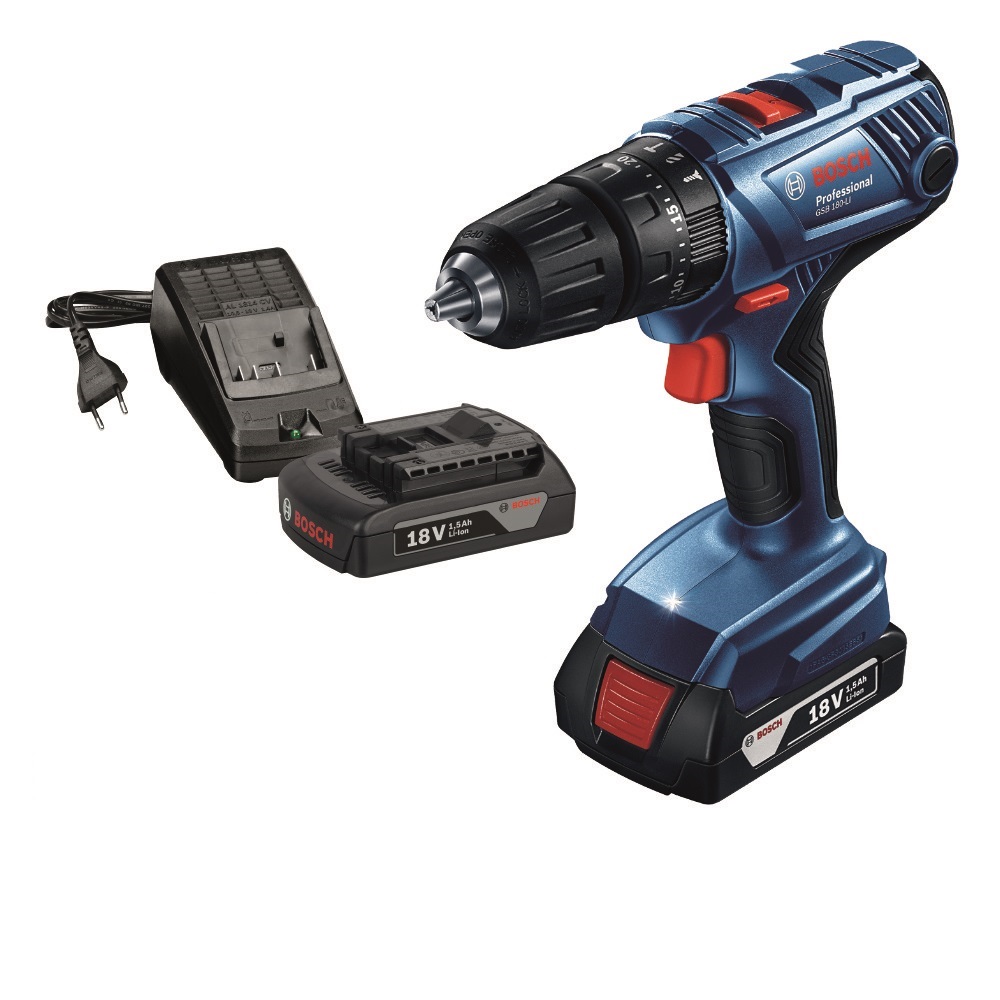 Bosch – Cordless Impact Drill 18V-LI – With 41 Piece Accessory Set – Blue